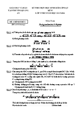 Kỳ thi chọn học sinh giỏi lớp dạy kèm lớp 9 THCS năm học 2015 - 2016 môn Toán